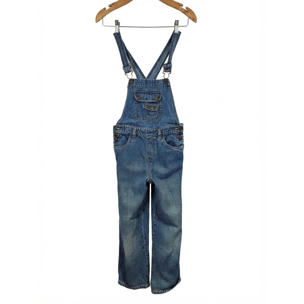 Old Navy Girls Blue Jeans Denim Overalls Medium Wash Size 7 Adjustable Straps